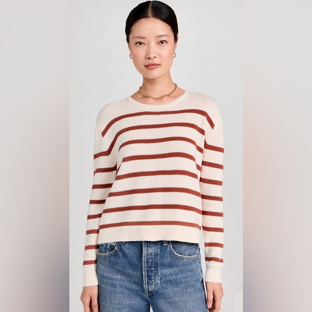 BNWT KULE 100% Cotton The Finn Striped Sweater XL Bronze/Cream Sold Out Online - Picture 10 of 15